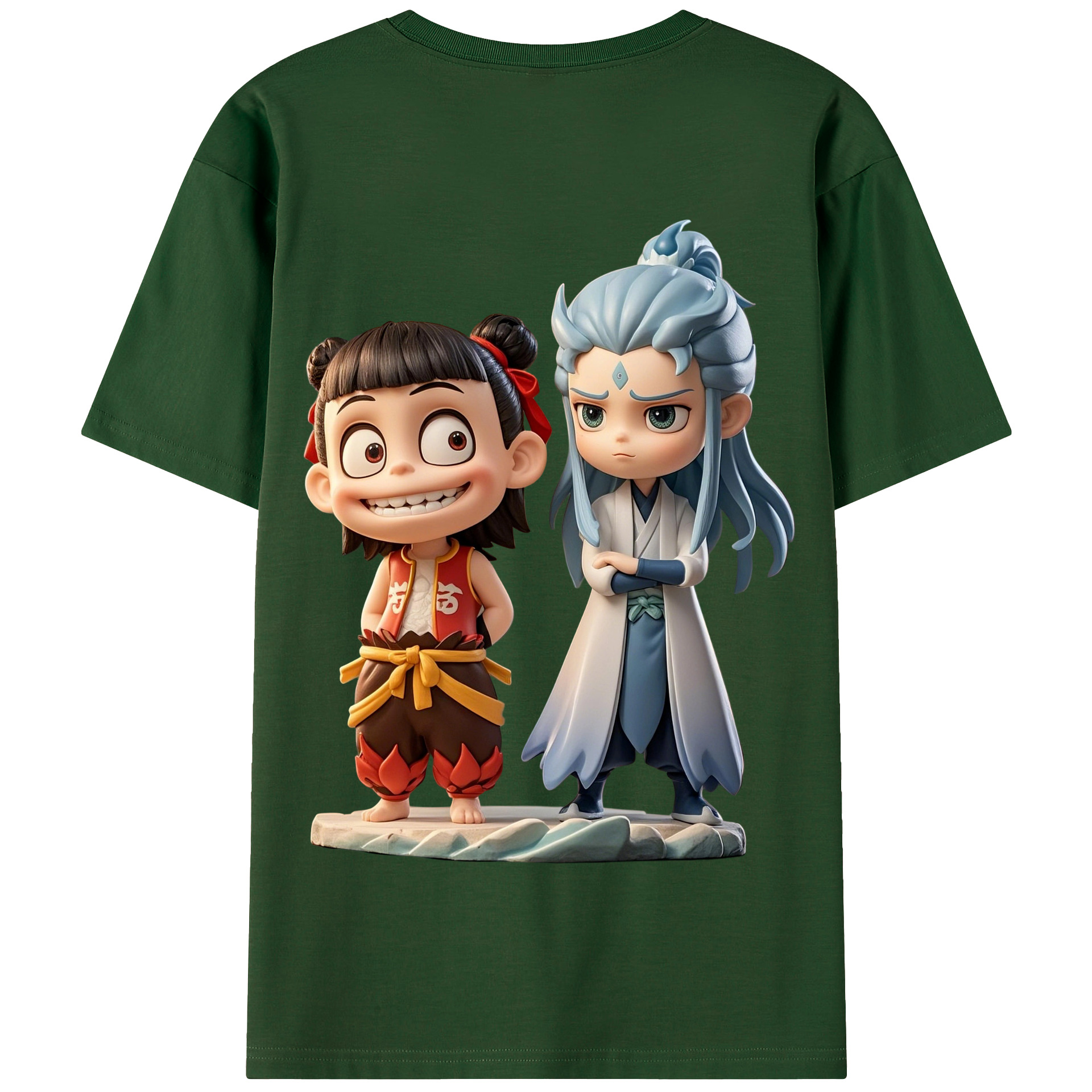 （画像用） Ne Zha 2 ナタ 魔童の大暴れ 綿100％半袖Tシャツ（背面プリント）